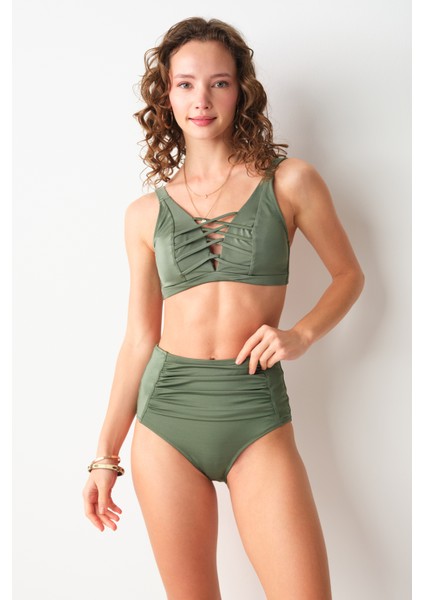 Bardot Yüksek Bel Bikini Tek Alt Haki 239205