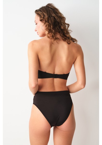 Ella Yüksek Bel V Kesim Bikini Tek Alt Siyah 239207