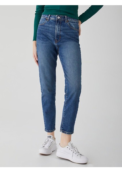 Kadın Dores Yüksek Bel Dar Paça Slım Mom Jean Pantolon fiyatları