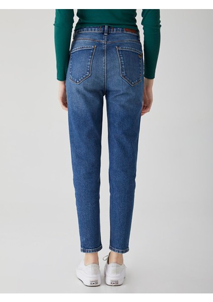 Kadın Dores Yüksek Bel Dar Paça Slım Mom Jean Pantolon modelleri