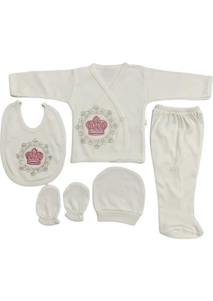 Bebe Nakışlı Taşlı 5 Li Hastane Cıkışı Yeni Doğan Zıbın Set