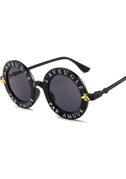 UV400 Mercury Yuvarlak Lens Kadın Güneş Gözlüğü L’aveugle Par Amour Siyah