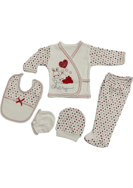 5li Zıbın Set Yenidoğan Hastane Çıkışı Kırmızı Tavşan