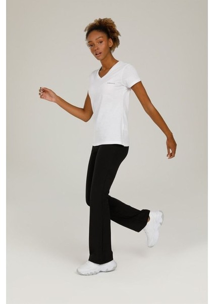 Basic V Yaka Bayan Beyaz T-Shirt W-CT126