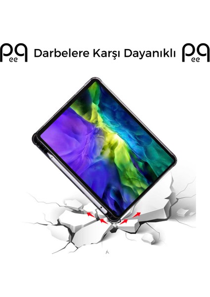 iPad Pro 12.9 Inç M2 2022 6.nesil Katlanabilir Kalemlikli Standlı Uyku Modlu Tablet Kılıfı