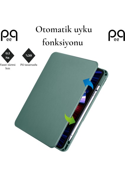 Apple iPad Air 10.9 2020 (4.nesil) Kılıf Termik Kalem Bölmeli Dönebilen Standlı Kılıf