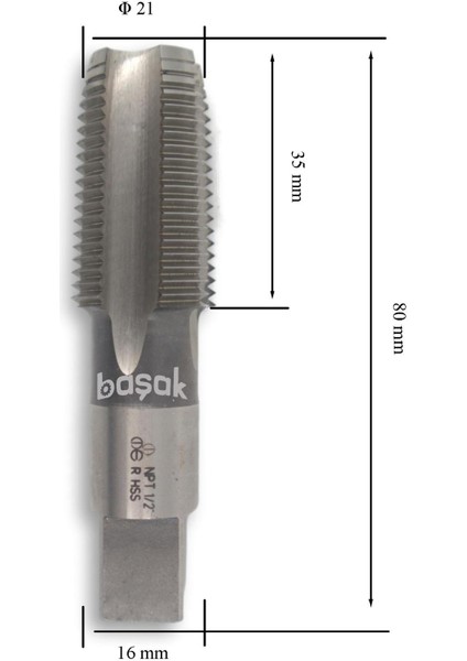 Npt 1/2 Konik Boru Makina Kılavuzu Hss fiyatları