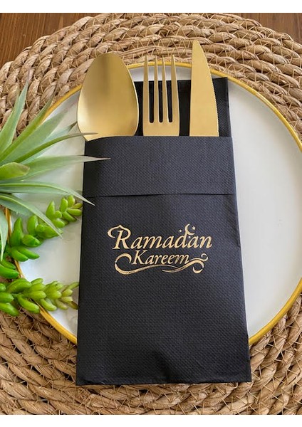Gold Siyah Cepli Ramadan Karem Peçete 12 Adet 40X40 Yeni Model