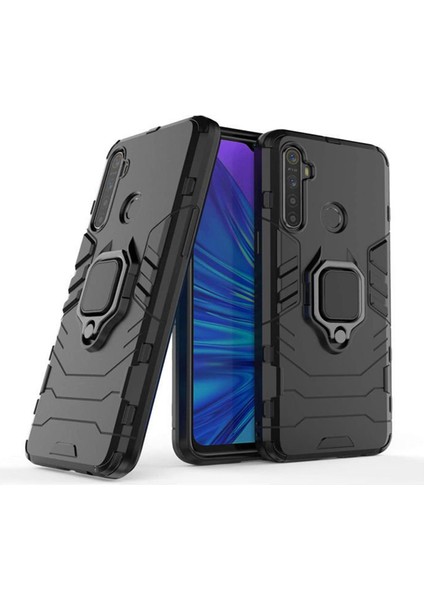Xiaomi Mi 8lite Batman Serisi Yüzük Standlı Armor Kılıf - Siyah