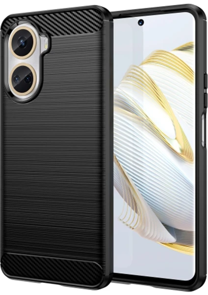 Huawei Nova 10 Se Brushed Carbon Fiber Silikon Kılıf - Siyah AL3332