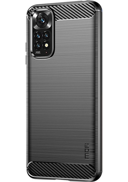 Xiaomi Redmi Note 11S - Redmi Note 11 Brushed Carbon Fiber Silikon Kılıf - Siyah AL3332