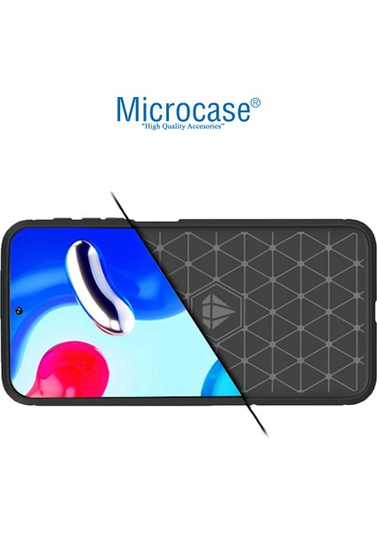 Xiaomi Redmi Note 11S - Redmi Note 11 Brushed Carbon Fiber Silikon Kılıf - Siyah AL3332 modelleri