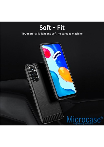 Xiaomi Redmi Note 11S - Redmi Note 11 Brushed Carbon Fiber Silikon Kılıf - Siyah AL3332 fırsatları