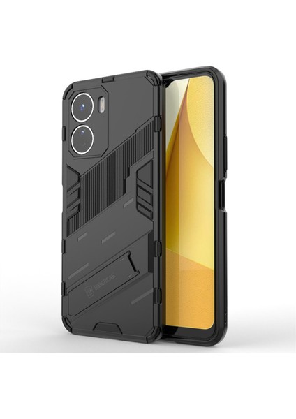 Vivo Y16 4g 2022 Matrix Serisi Armor Standlı Perfect Koruma Kılıf - Siyah AL3416