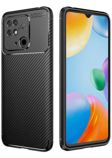 Xiaomi Poco C40 /xiaomi Redmi 10C Maxy Serisi Carbon Fiber Silikon Kılıf - Siyah AL3413