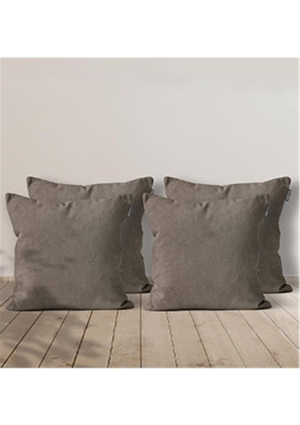 4'lü Kadife Dokulu Kırlent Kılıfı Vizon