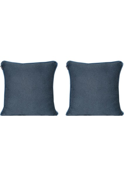 2'lı İsle Keten Görünümlü Fitilli Kırlent Kılıfı Lacivert