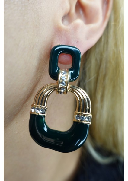 Mini Taş Detaylı Mineli Dörtgen Küpe indirimleri