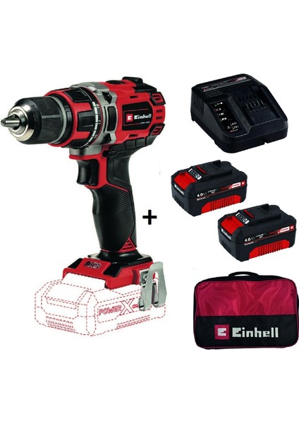Te-Cd 18/50 Li-I Bl Kömürsüz Darbeli Matkap + 2x4 Ah Akü + Şarj Cihazı + Bez Çanta
