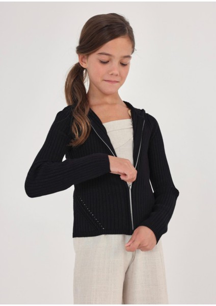 Fermuarlı Kapüşonlu Kız Çocuk Hırka fiyatları