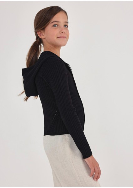 Fermuarlı Kapüşonlu Kız Çocuk Hırka modelleri