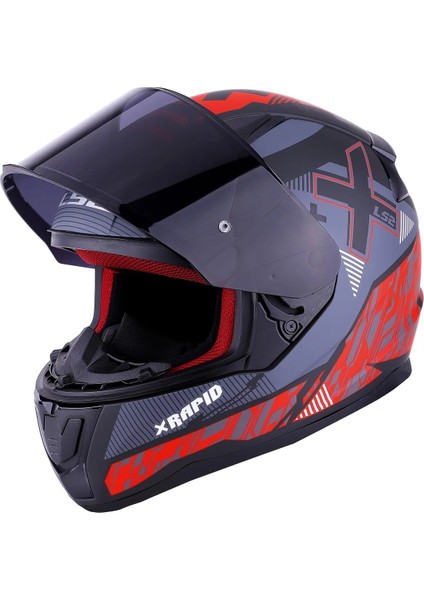 Rapıd Xtreet Mat Siyah-Kırmızı Kask