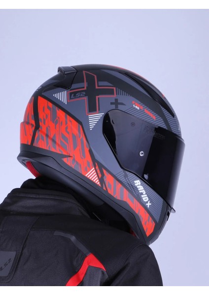 Rapıd Xtreet Mat Siyah-Kırmızı Kask