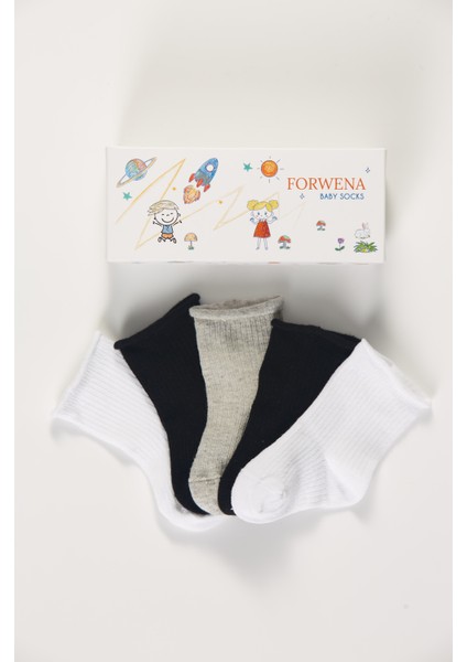 Baby Socks 5'li Kutulu Bebek Renkli Pamuklu Lastiksiz Dikişsiz Soket Çorap