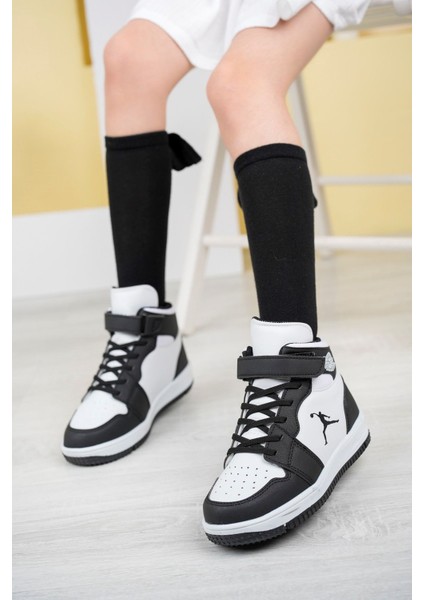 Siyah Garnili Cırtlı Çocuk Spor Ayakkabı