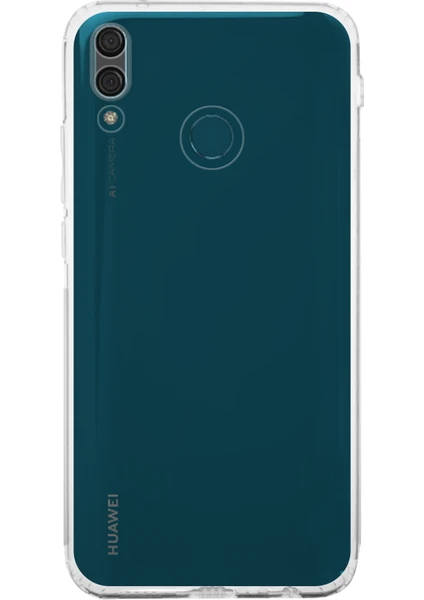 Kzy Huawei Y9 2019 ile Uyumlu Kapak Kamera Korumalı Tıpalı Silikon Şeffaf Kılıf