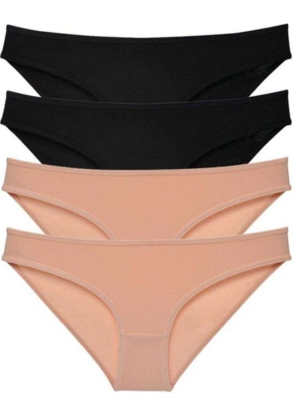 4 adet Süper Eko Set Likralı Kadın Slip Külot Siyah Ten fiyatları