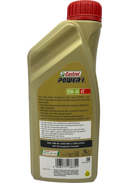 Castrol Power 1 4t 10W-40 Motor Yağı 1 Lt.