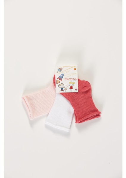 Baby Socks 3'lü Paket Bebek Renkli Pamuklu Lastiksiz Dikişsiz Soket Çorap