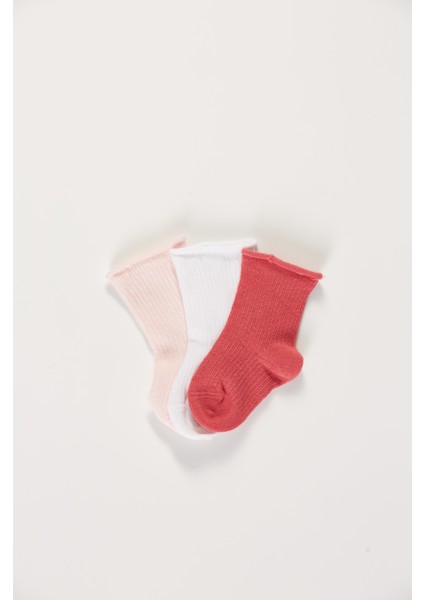 Baby Socks 3'lü Paket Bebek Renkli Pamuklu Lastiksiz Dikişsiz Soket Çorap