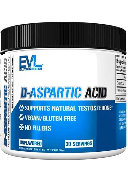 , D-Aspartic Acid, Unflavored, 3.3 Oz (94 G)