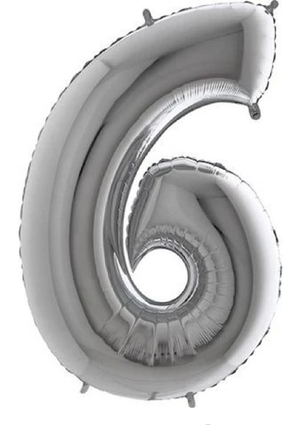 Rakam (6) Gümüş Folyo Balon