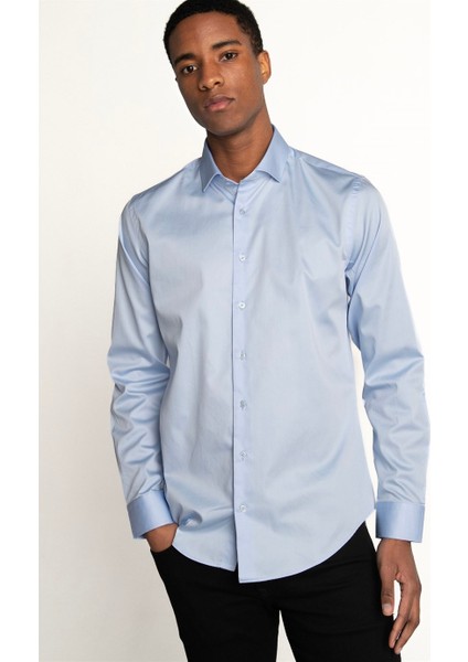 Slim Fit Koton Saten Premium Seri Erkek Gömlek - Tudors10