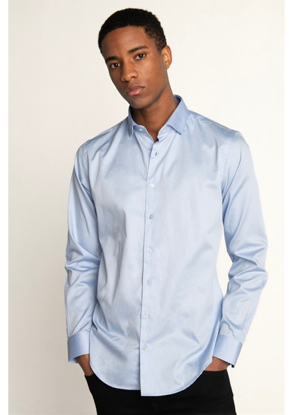 Slim Fit Koton Saten Premium Seri Erkek Gömlek - Tudors10