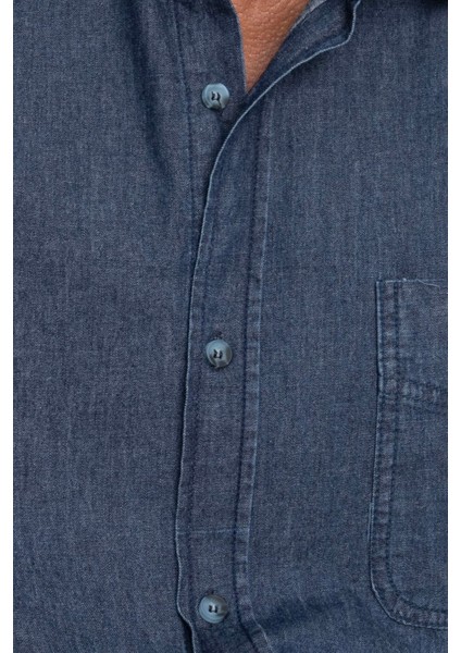Relax Fıt Rahat Kalıp Denim Tek Cep Erkek Gömlek - Tudors10