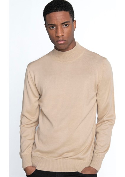 Slim Fit Dar Kesim Yarım Balıkçı Yaka Düz Erkek Kazak - Tudors