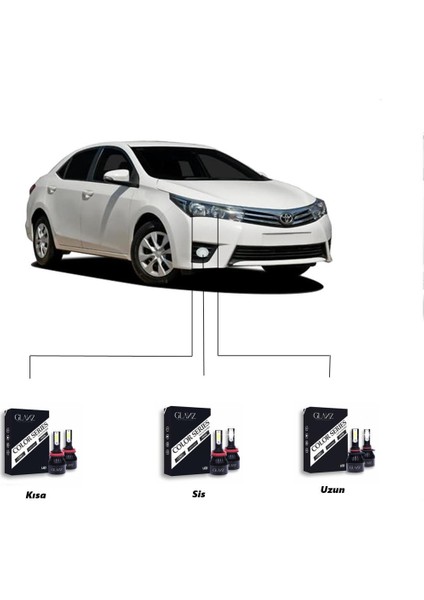 Corolla 2013-2018 Beyaz LED Xenon Şimşek Etkili Far Ampulü Uzun Kısa Sis Seti