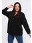Kadın Büyük Beden Kanguru Cepli Basic Siyah Sweatshirt 3