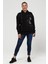 Kadın Büyük Beden Deri Cep Detaylı Taş Işlemeli Siyah Sweatshirt 5
