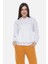 Kadın Üç Iplik Oversize Kapüşonlu Beyaz Sweatshirt 1