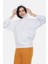 Kadın Üç Iplik Oversize Kapüşonlu Beyaz Sweatshirt 3