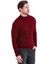 Bordo Regular Fit Desenli Yarım Balıkçı Yaka Pamuklu Triko Kazak 3