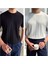 Siyah-Beyaz 2'li Erkek Yuvarlak Yaka Örme T-Shirt 1