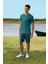 Erkek Yeşil Baskılı Şort T-Shirt Pijama Takımı 4833 1