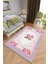 Klasik Salon Halısı Pembe - Mor Yolluk Kaymaz Yuvarlak Oval Kesme Ince Yıkanabilir Halı 1
