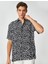 3SAM60149HW 9d9 Siyah Desenli Erkek Viskoz Woven Tops Gömlek 1
